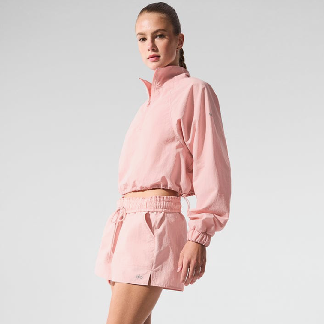 Alo Yoga Cropped Half-Zip Pullover & Flowy Training Short Set