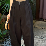 High-Waisted Pinstripe Wide-Leg Trousers
