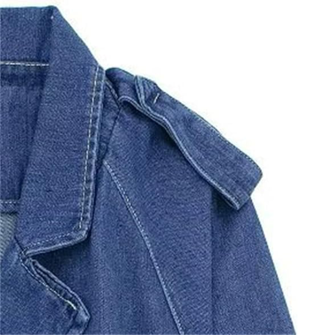 Cropped Belted Denim Jacket