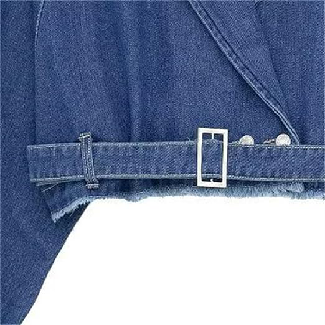 Cropped Belted Denim Jacket