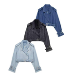 Cropped Belted Denim Jacket