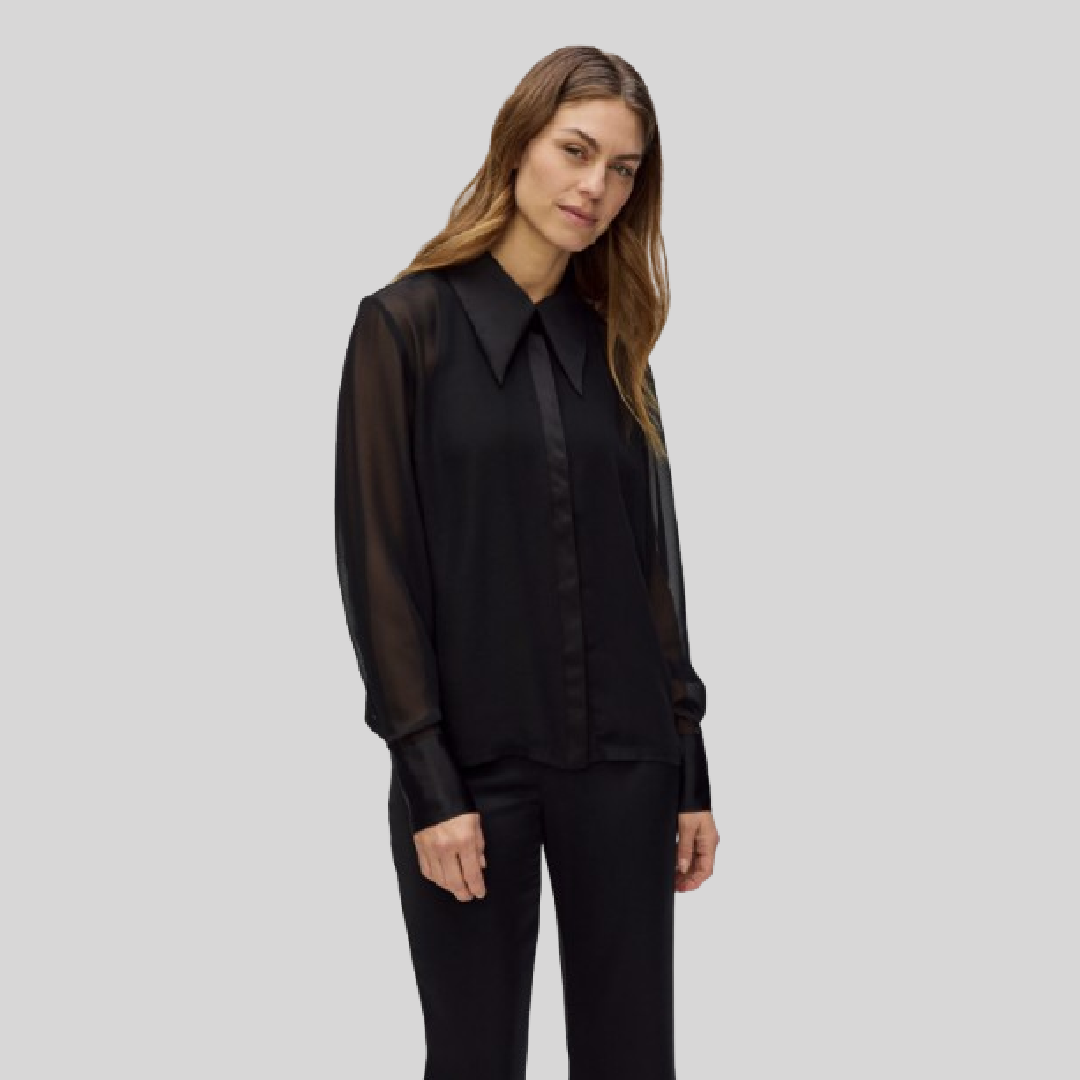 Balmain Sheer Shirt with Satin Collar