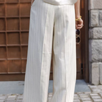High-Waisted Pinstripe Wide-Leg Trousers