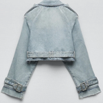 Cropped Belted Denim Jacket