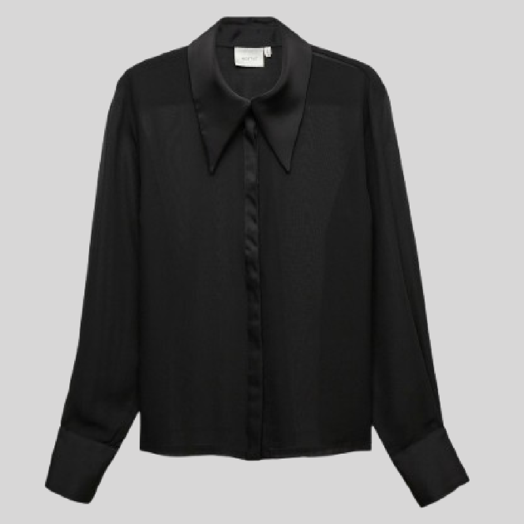 Balmain Sheer Shirt with Satin Collar