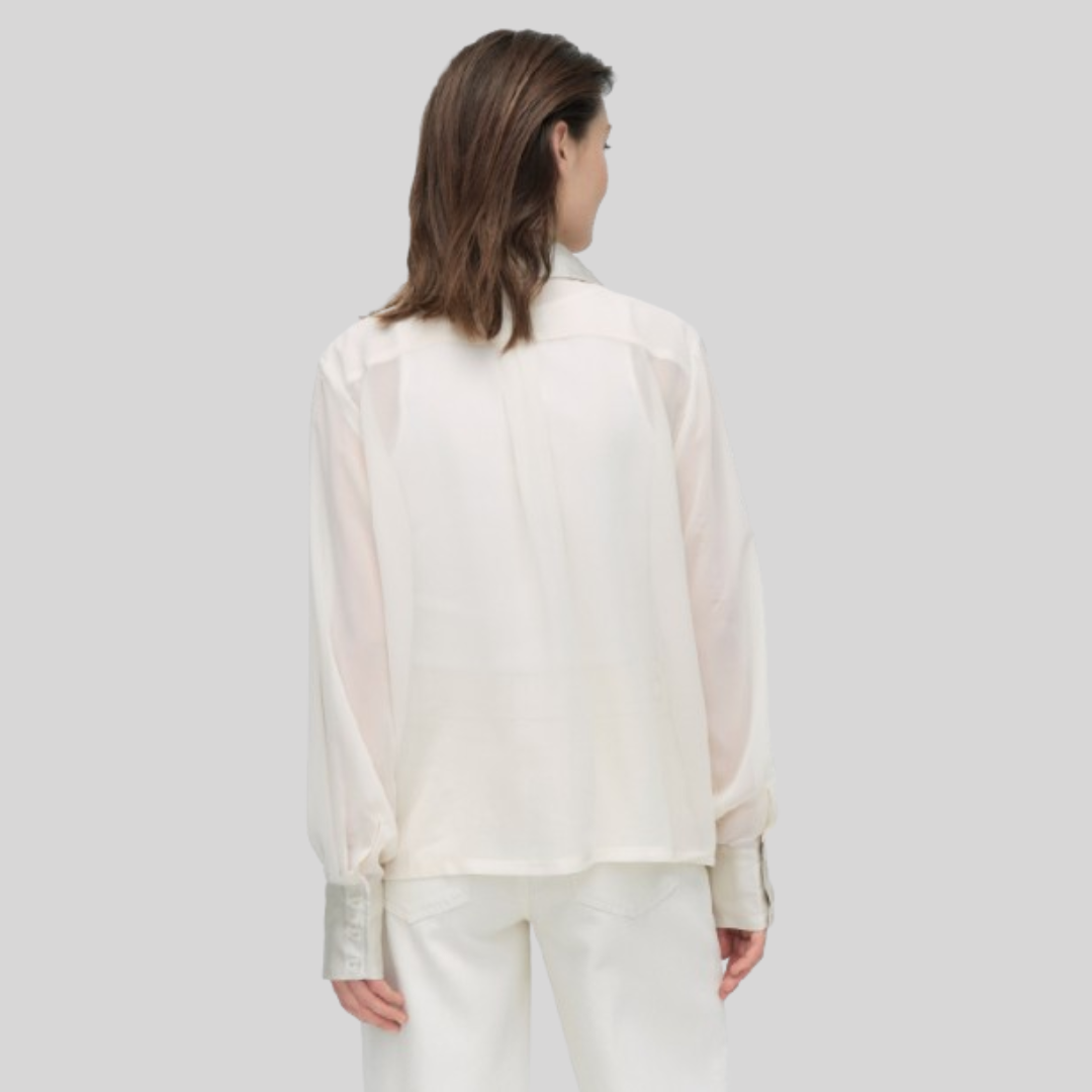 Balmain Sheer Shirt with Satin Collar