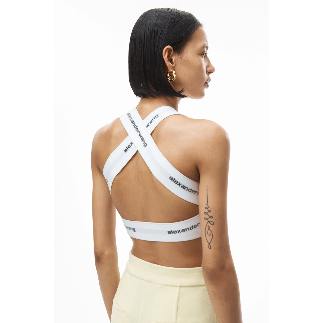 Alexander Wang Logo Cross-Back Crop Top