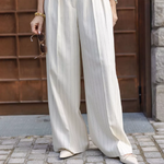 High-Waisted Pinstripe Wide-Leg Trousers