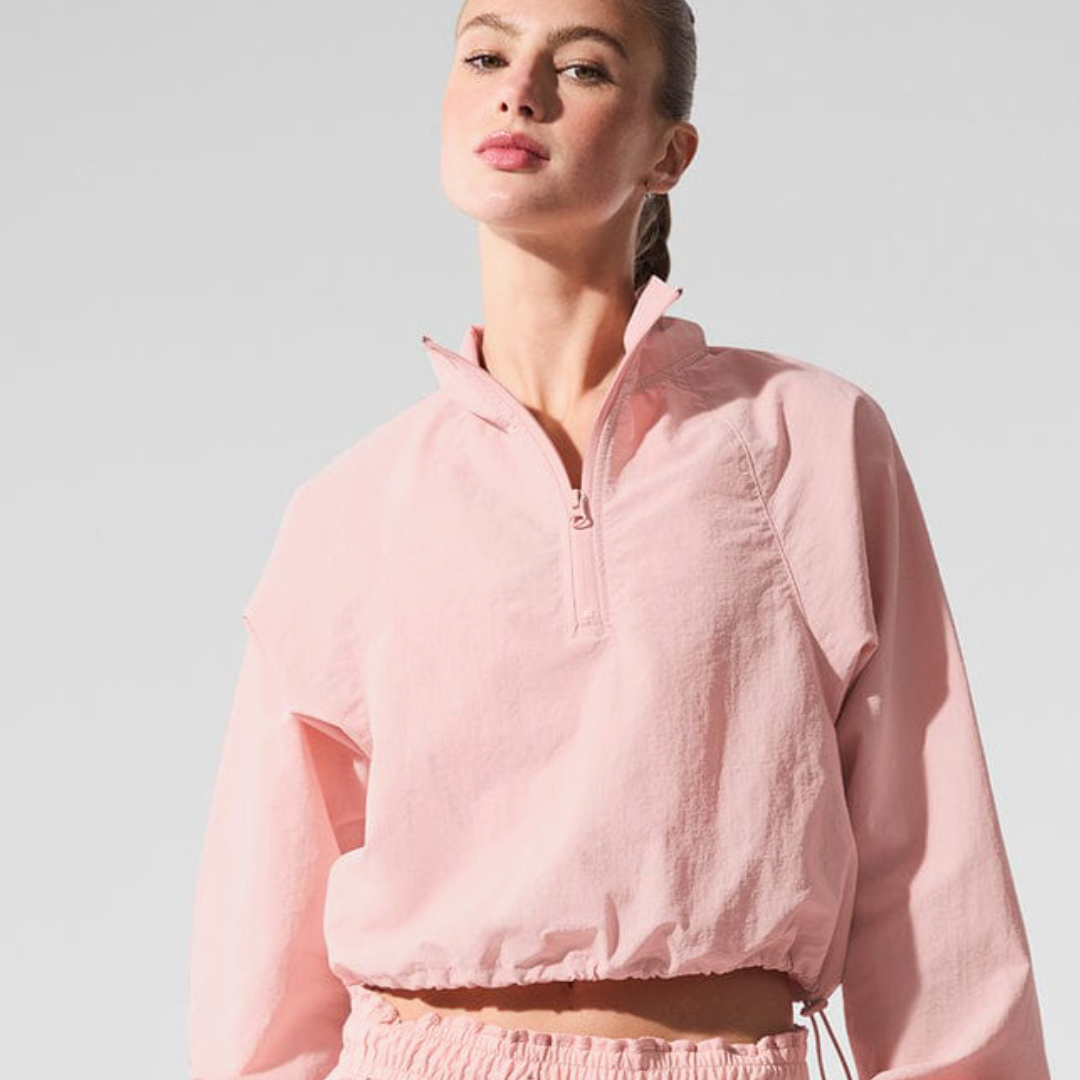 Alo Yoga Cropped Half-Zip Pullover & Flowy Training Short Set