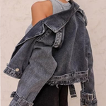 Cropped Belted Denim Jacket