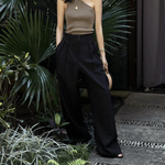 High-Waisted Pinstripe Wide-Leg Trousers