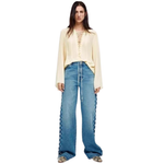 Pearl-Embellished Vintage Straight-Leg Jeans