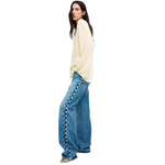 Pearl-Embellished Vintage Straight-Leg Jeans