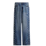 Pearl-Embellished Vintage Straight-Leg Jeans