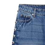 Pearl-Embellished Vintage Straight-Leg Jeans