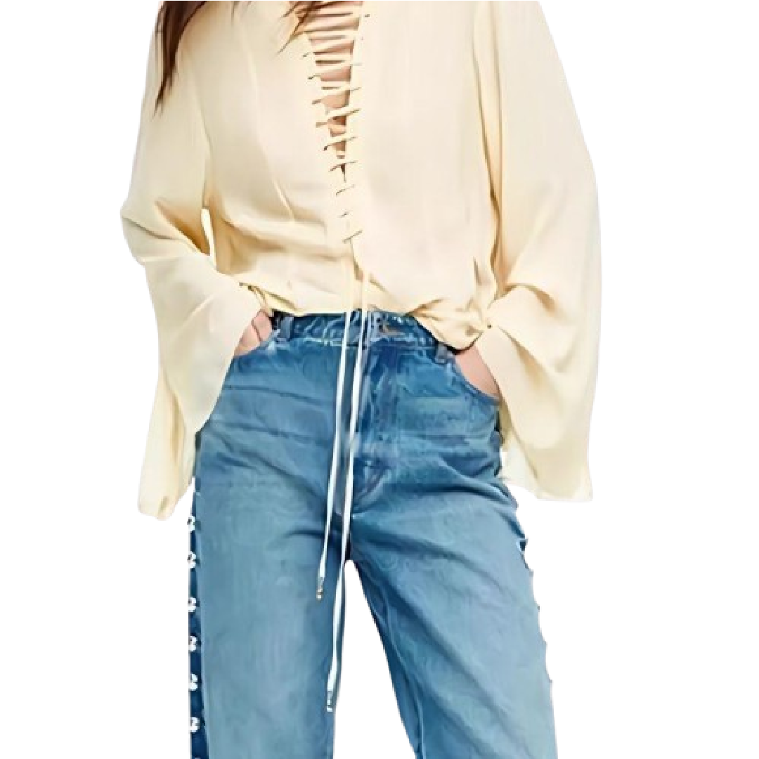 Pearl-Embellished Vintage Straight-Leg Jeans
