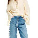 Pearl-Embellished Vintage Straight-Leg Jeans
