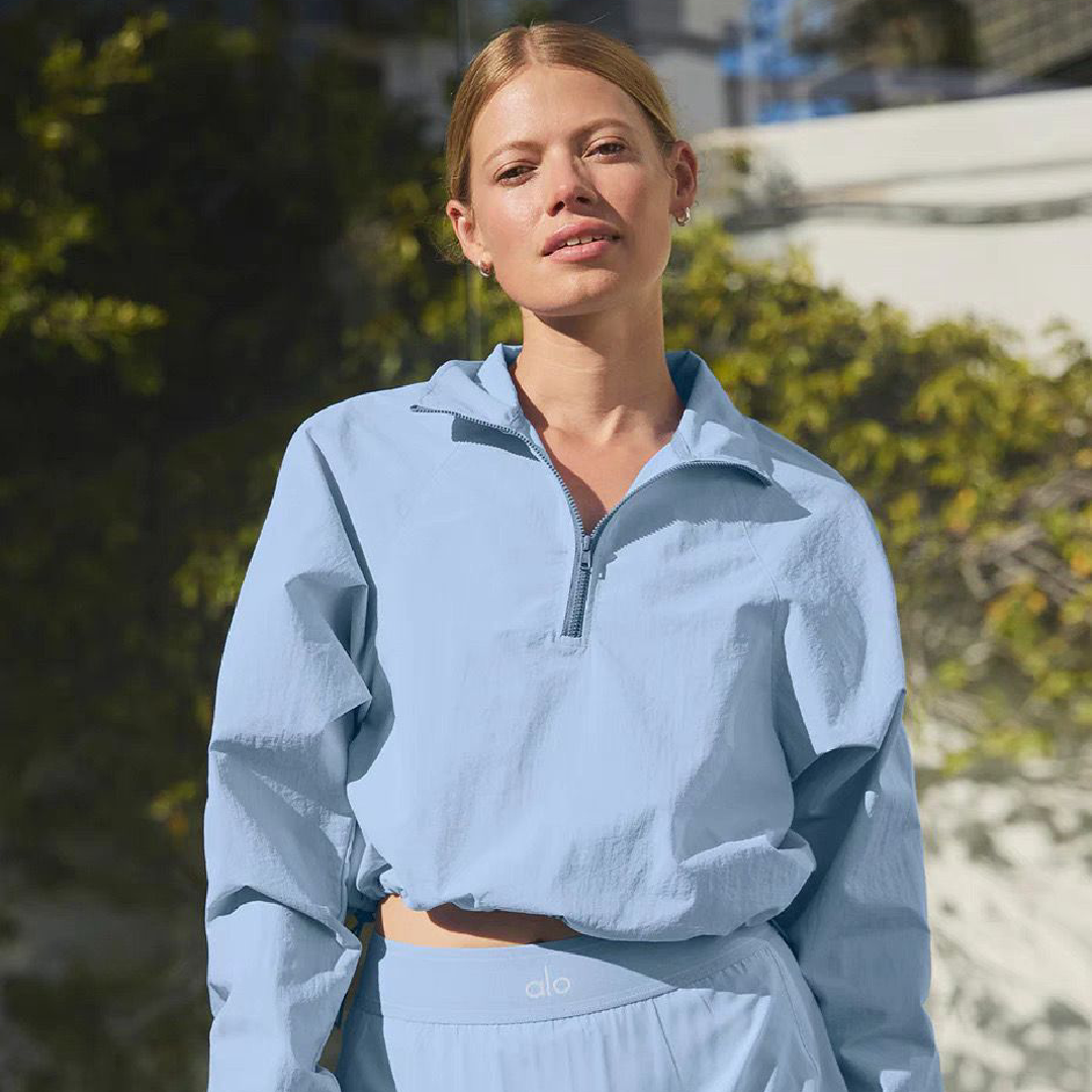 Alo Yoga Cropped Half-Zip Pullover & Flowy Training Short Set