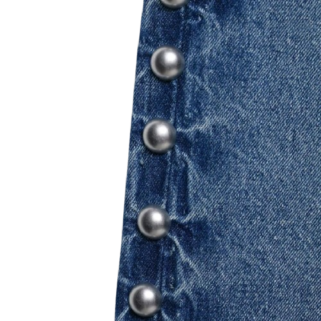 Pearl-Embellished Vintage Straight-Leg Jeans