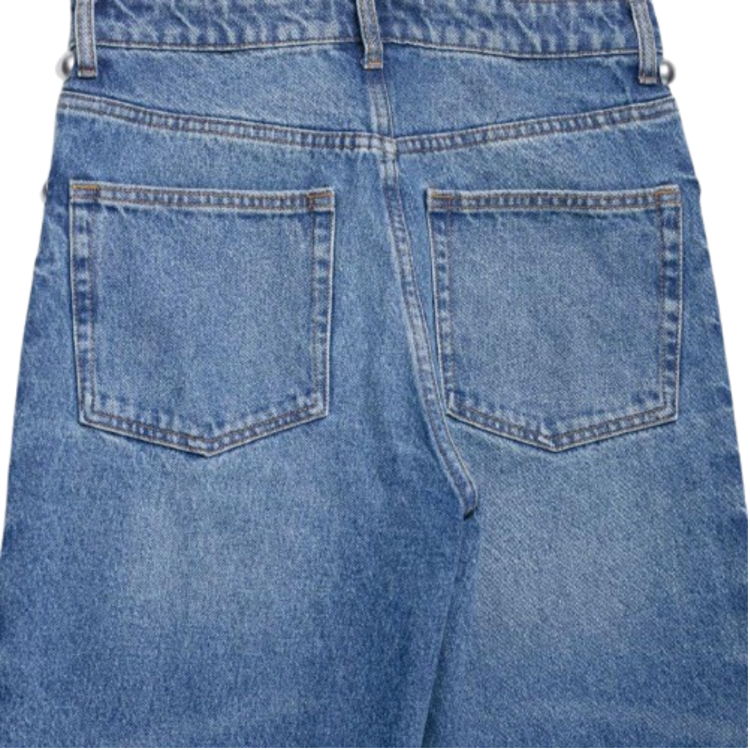 Pearl-Embellished Vintage Straight-Leg Jeans