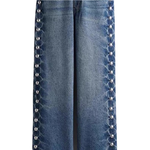 Pearl-Embellished Vintage Straight-Leg Jeans
