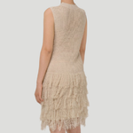 Textured Sleeveless Mini Dress with Fringe Hem