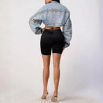Studded Light Wash Denim Bolero Jacket