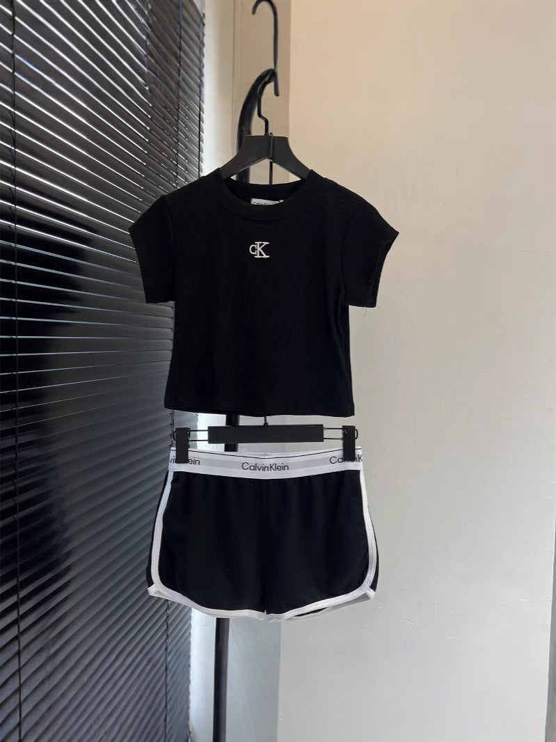 Calvin Klein Ribbed Crop Top and Short Set