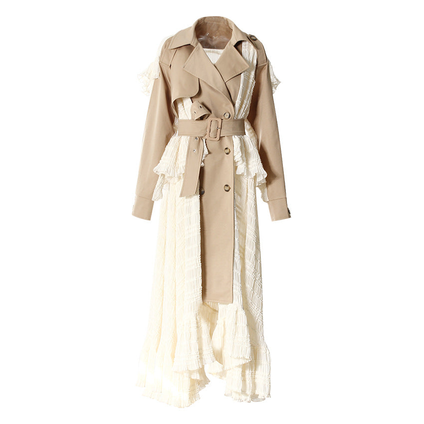 Twotwinstyle Layered Ruffle Trench Dress