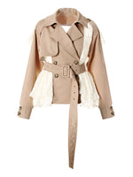 Layered Ruffle Detail Trench Jacket
