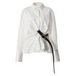 Twisted Front Long Sleeve Shirt with Belt