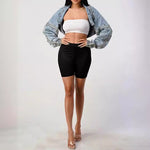 Studded Light Wash Denim Bolero Jacket