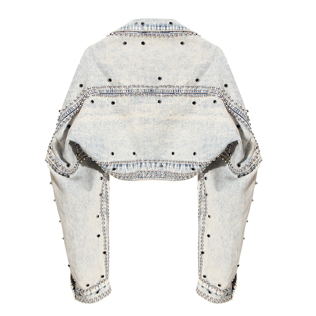 Studded Light Wash Denim Bolero Jacket