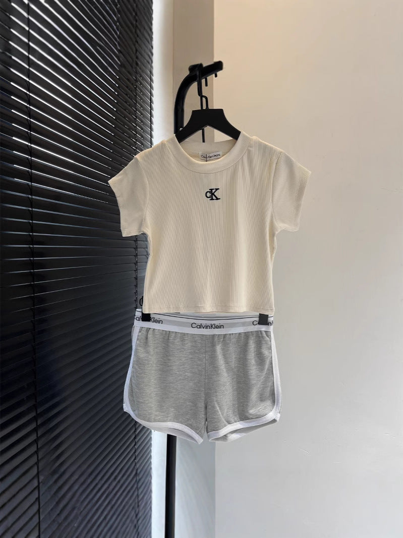 Calvin Klein Ribbed Crop Top and Short Set