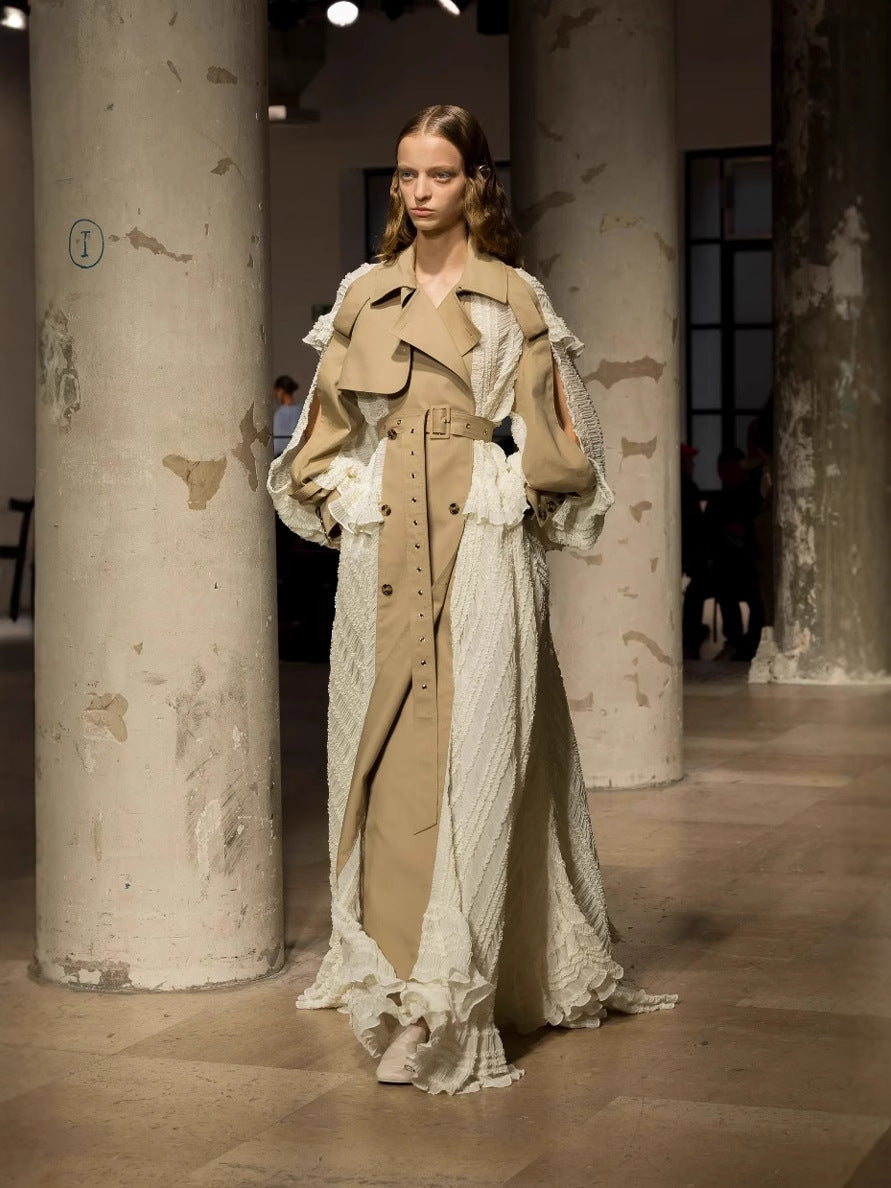 Twotwinstyle Layered Ruffle Trench Dress