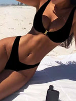 Solid gold buckle bikini for women