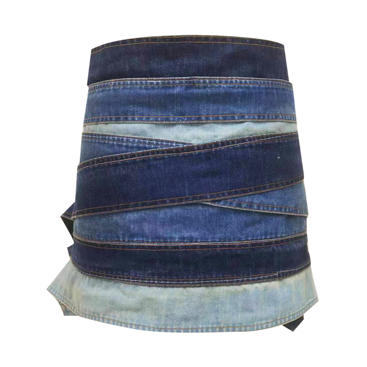 Deconstructed Denim Belt Skirt