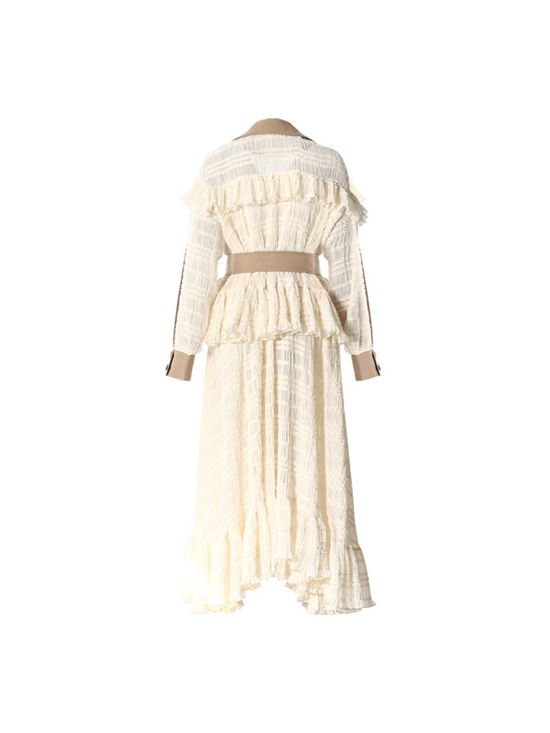 Twotwinstyle Layered Ruffle Trench Dress