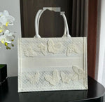 White silk butterfly medium high version scarf