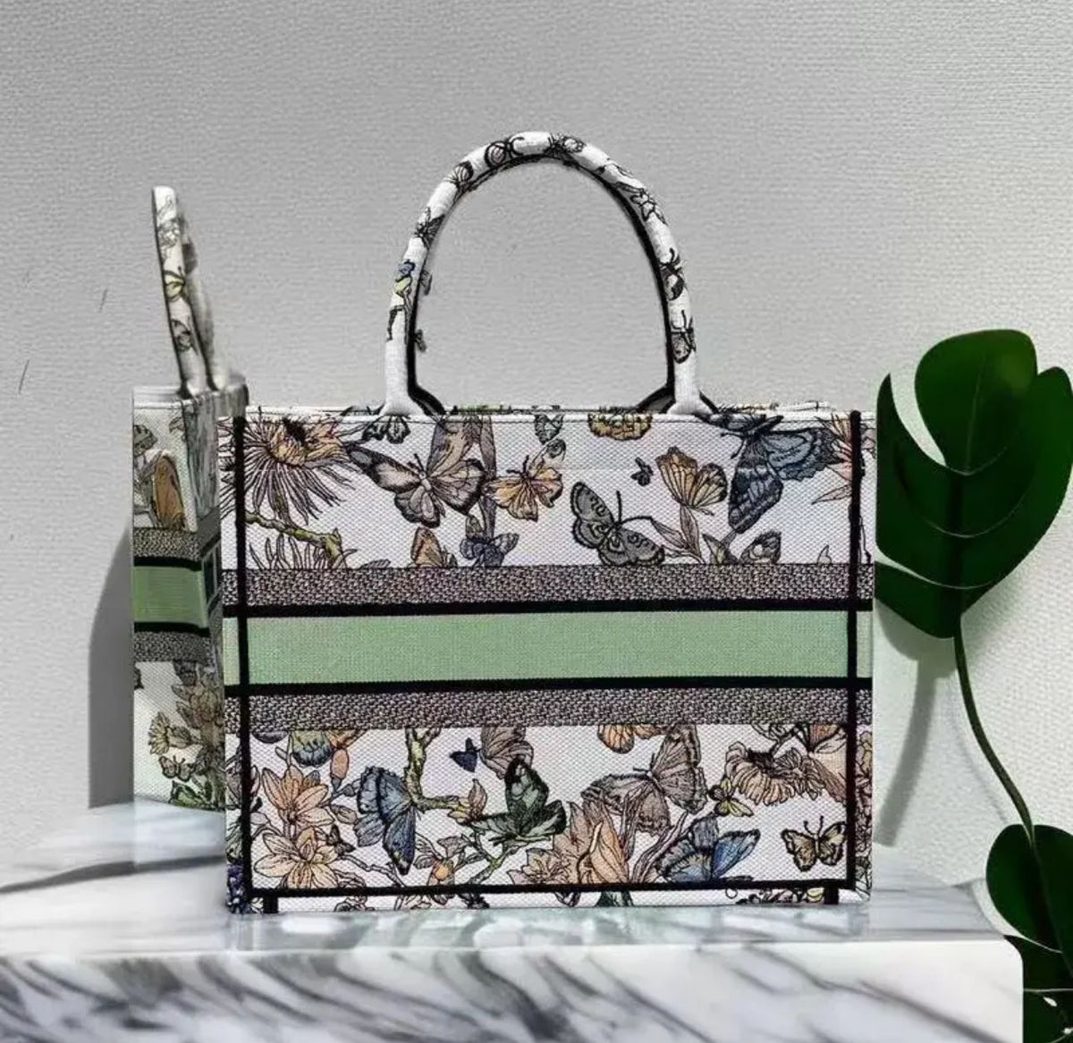 Green butterfly medium size silk scarf gift