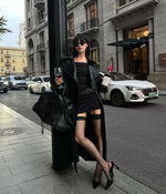 leather coat high-end waist slimming windbreake