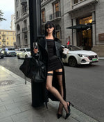 leather coat high-end waist slimming windbreake