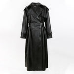 Black Oversize leather trench coat
