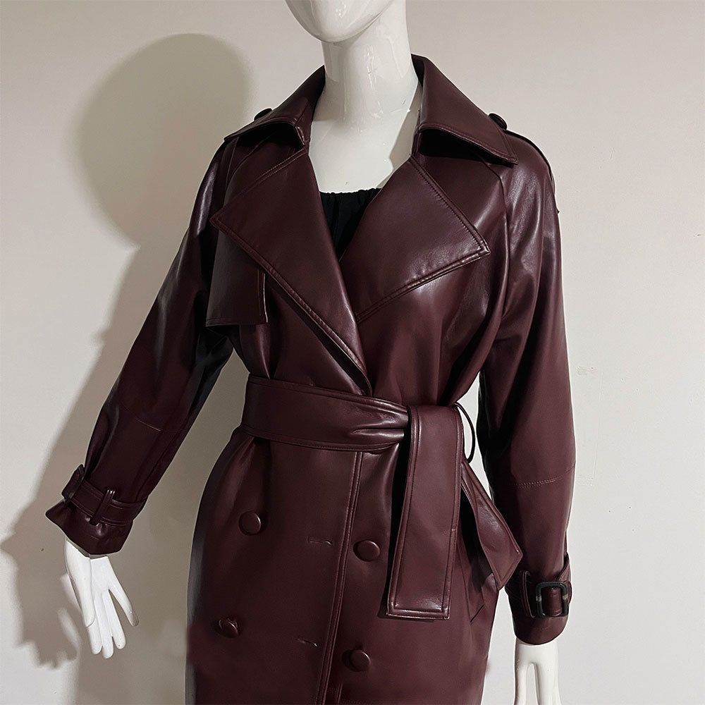 Burgundy leather coat
