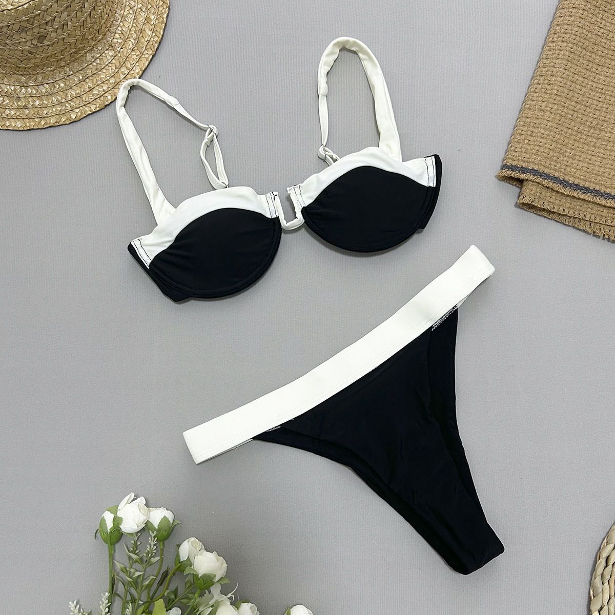 Color Block Underwire Bikini Set