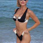 Geometric Color Block Bikini Set