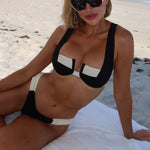 Geometric Color Block Bikini Set