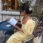 Puff Sleeve Cutout Midi Dress