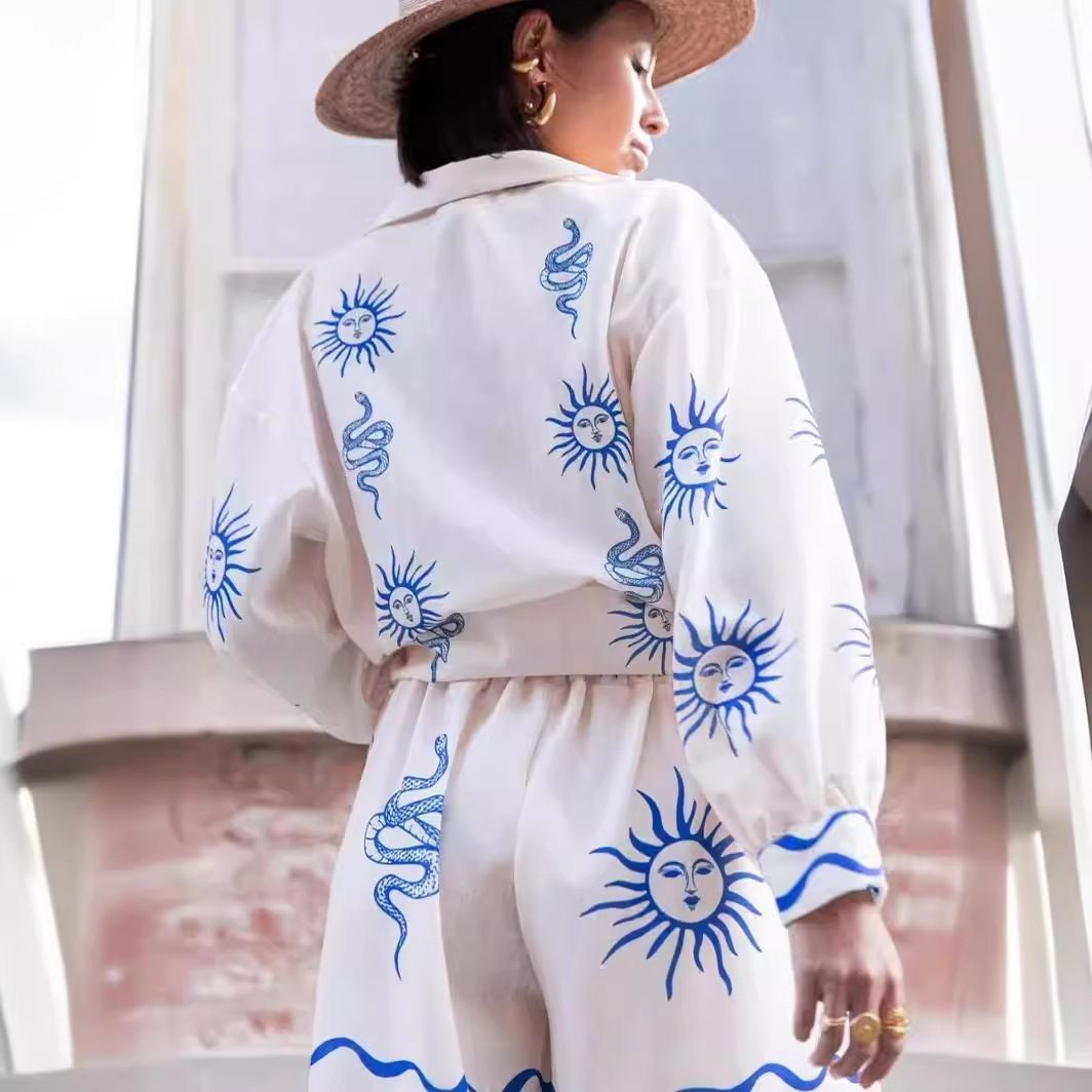 Sun and Snake Print Lounge Set