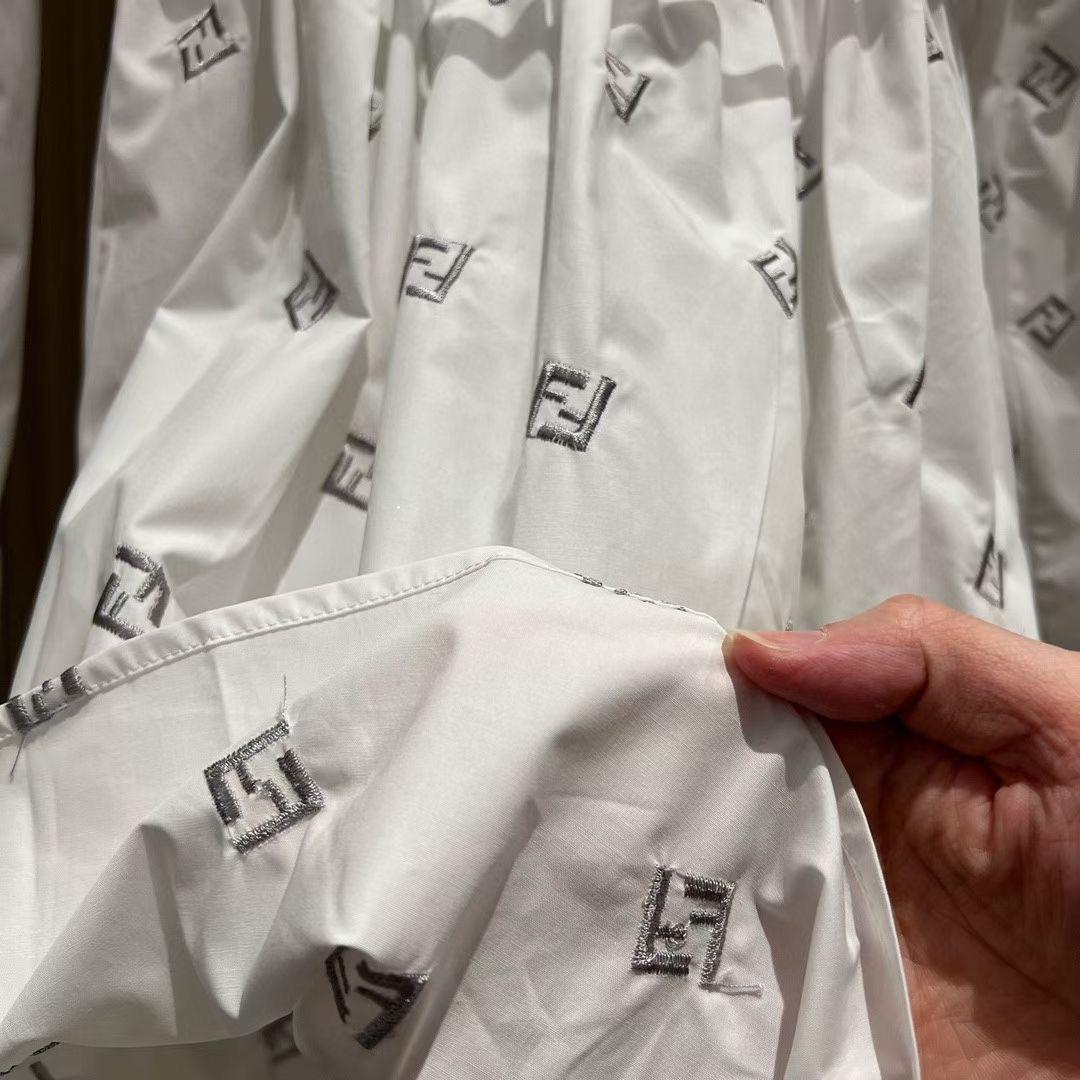 Fendi FF Embroidered Open Back Shirt Dress